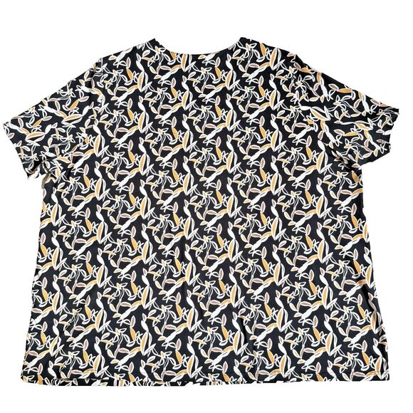 Ulla Popken Black Leaf Print Stretch Tunic Top Womens 24/26 Summer Boho Tropical - Picture 3 of 9